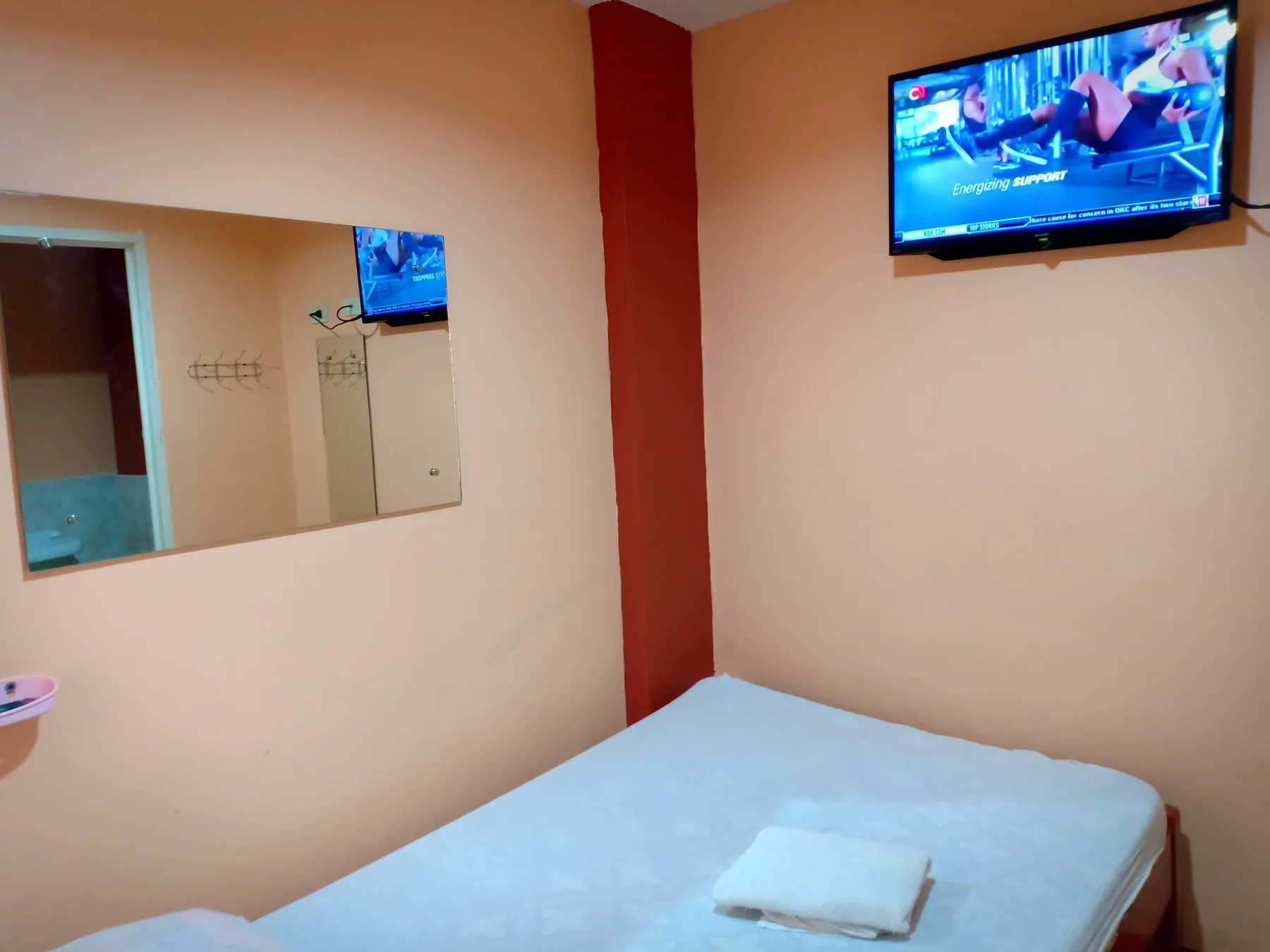 Actual Sphere Lodge room with TV
